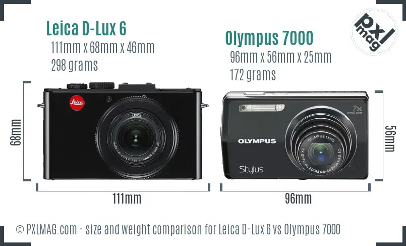 Leica D-Lux 6 vs Olympus 7000 size comparison