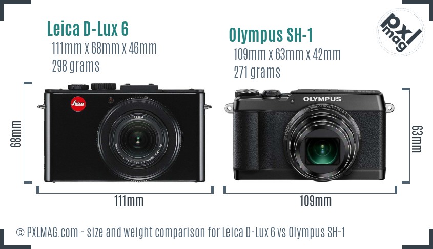 Leica D-Lux 6 vs Olympus SH-1 size comparison