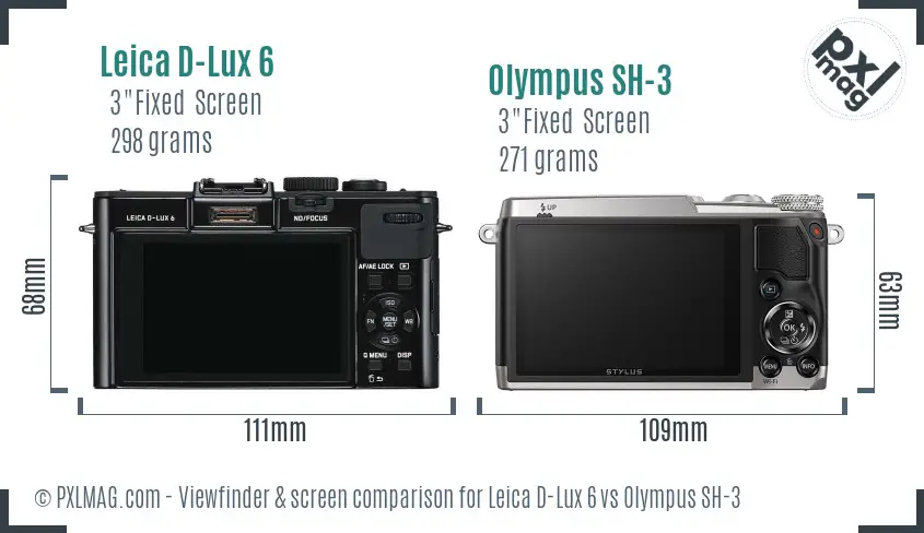 Leica D-Lux 6 vs Olympus SH-3 Screen and Viewfinder comparison