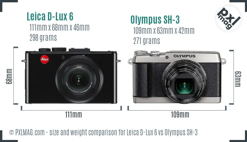 Leica D-Lux 6 vs Olympus SH-3 size comparison