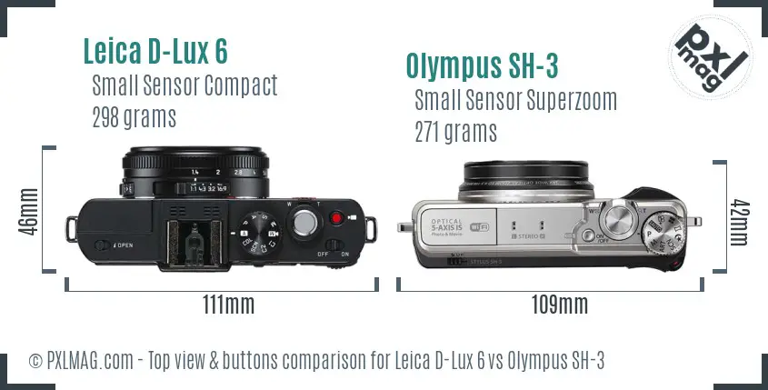 Leica D-Lux 6 vs Olympus SH-3 top view buttons comparison