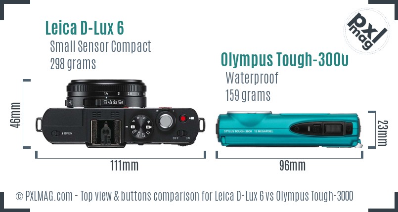 Leica D-Lux 6 vs Olympus Tough-3000 top view buttons comparison