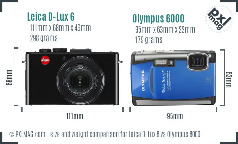 Leica D-Lux 6 vs Olympus 6000 size comparison