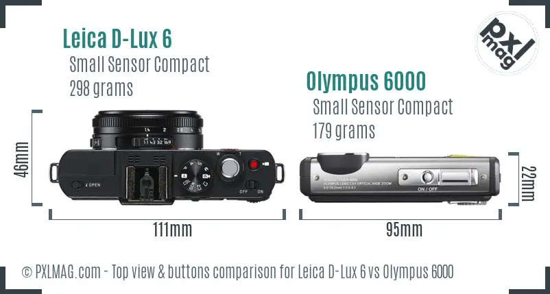Leica D-Lux 6 vs Olympus 6000 top view buttons comparison