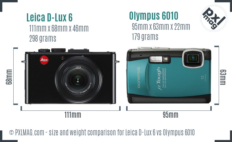 Leica D-Lux 6 vs Olympus 6010 size comparison Leica D-Lux 6 vs Olympus 6010 size comparison