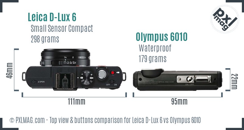 Leica D-Lux 6 vs Olympus 6010 top view buttons comparison