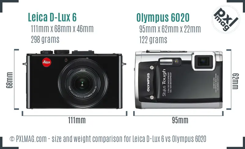 Leica D-Lux 6 vs Olympus 6020 size comparison