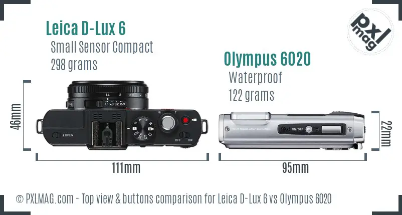 Leica D-Lux 6 vs Olympus 6020 top view buttons comparison