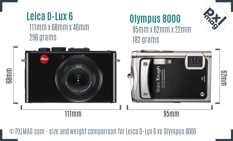 Leica D-Lux 6 vs Olympus 8000 size comparison