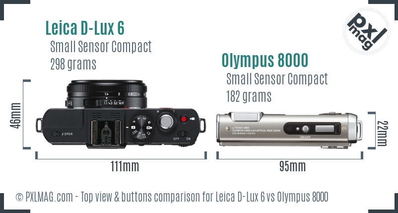 Leica D-Lux 6 vs Olympus 8000 top view buttons comparison