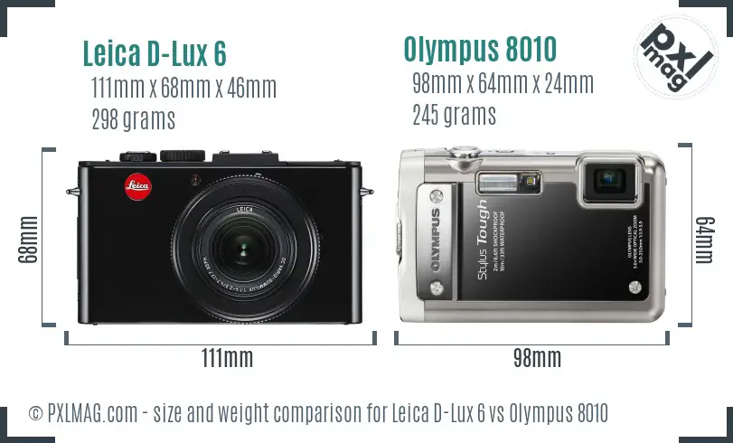 Leica D-Lux 6 vs Olympus 8010 size comparison