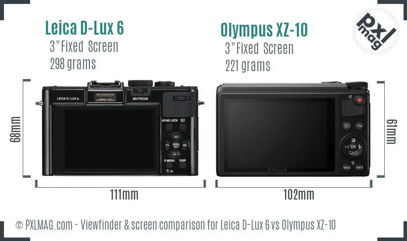 Leica D-Lux 6 vs Olympus XZ-10 Screen and Viewfinder comparison