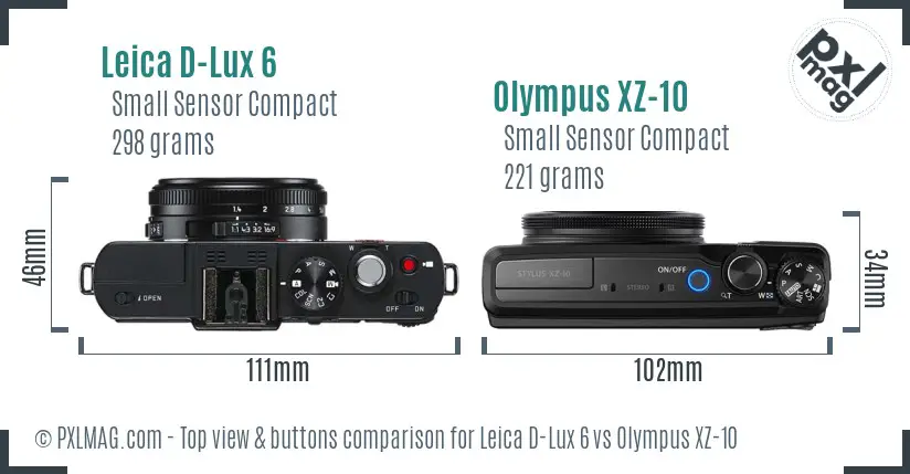 Leica D-Lux 6 vs Olympus XZ-10 top view buttons comparison