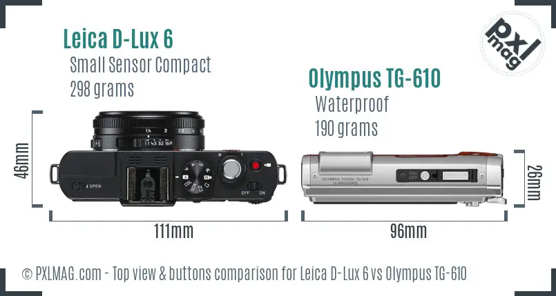 Leica D-Lux 6 vs Olympus TG-610 top view buttons comparison