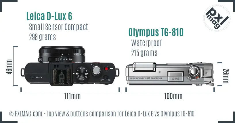 Leica D-Lux 6 vs Olympus TG-810 top view buttons comparison