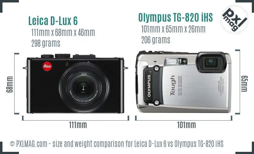 Leica D-Lux 6 vs Olympus TG-820 iHS size comparison Leica D-Lux 6 vs Olympus TG-820 iHS size comparison