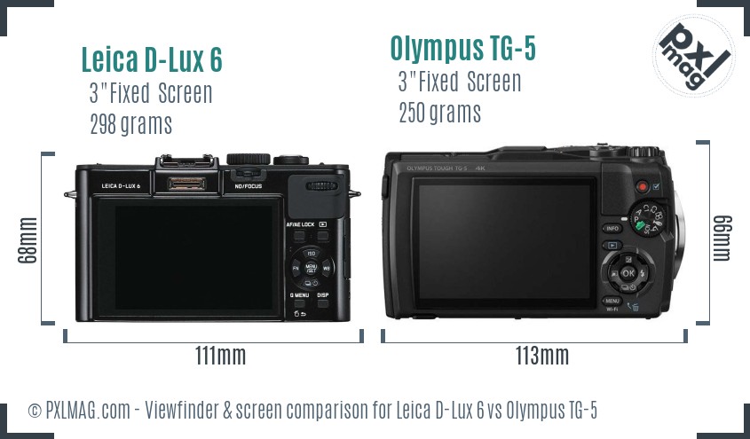 Leica D-Lux 6 vs Olympus TG-5 Screen and Viewfinder comparison