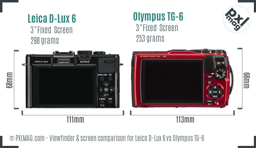 Leica D-Lux 6 vs Olympus TG-6 Screen and Viewfinder comparison