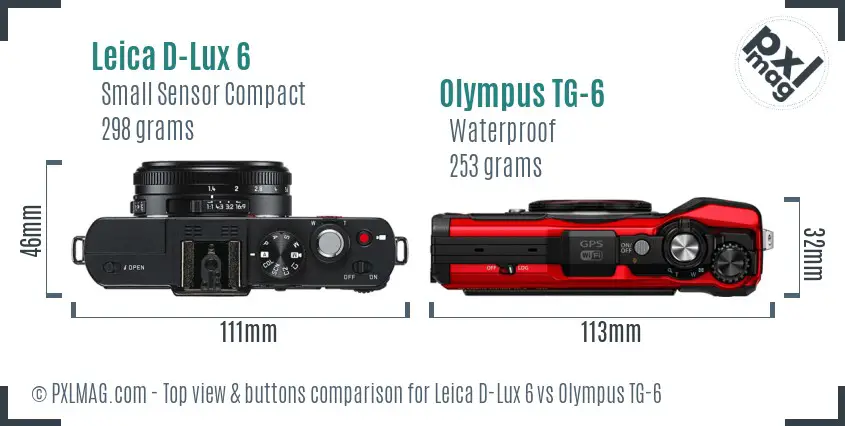 Leica D-Lux 6 vs Olympus TG-6 top view buttons comparison