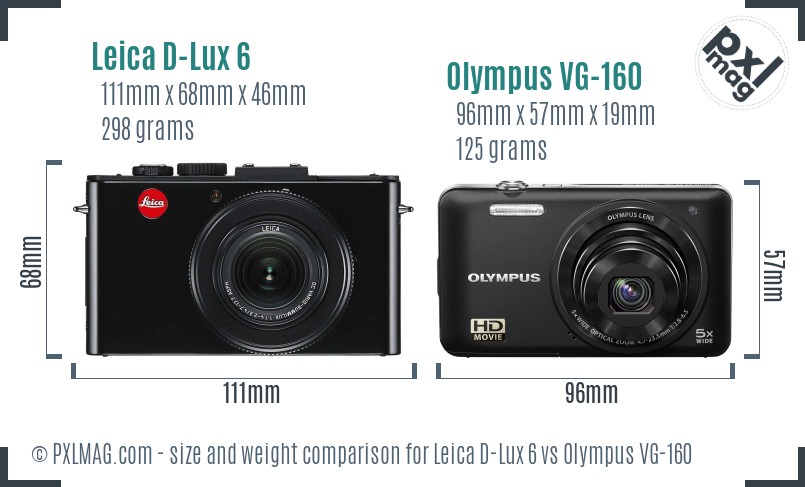 Leica D-Lux 6 vs Olympus VG-160 size comparison