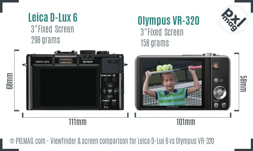 Leica D-Lux 6 vs Olympus VR-320 Screen and Viewfinder comparison