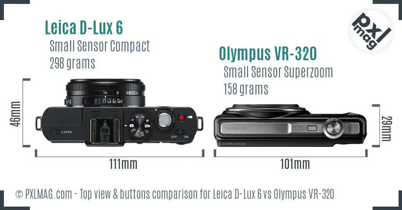 Leica D-Lux 6 vs Olympus VR-320 top view buttons comparison