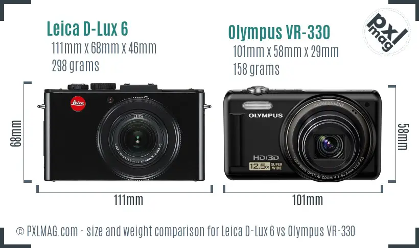 Leica D-Lux 6 vs Olympus VR-330 size comparison