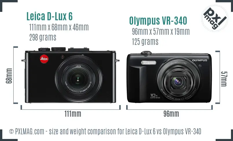 Leica D-Lux 6 vs Olympus VR-340 size comparison