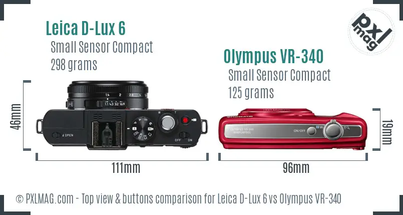 Leica D-Lux 6 vs Olympus VR-340 top view buttons comparison
