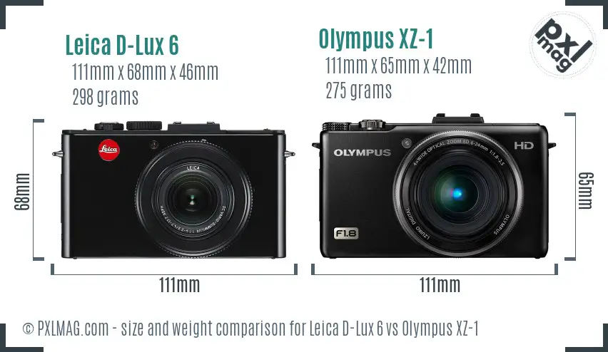 Leica D-Lux 6 vs Olympus XZ-1 size comparison