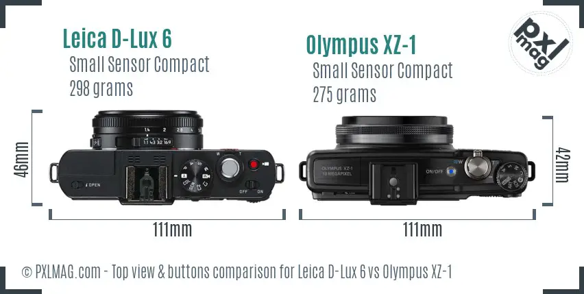 Leica D-Lux 6 vs Olympus XZ-1 top view buttons comparison
