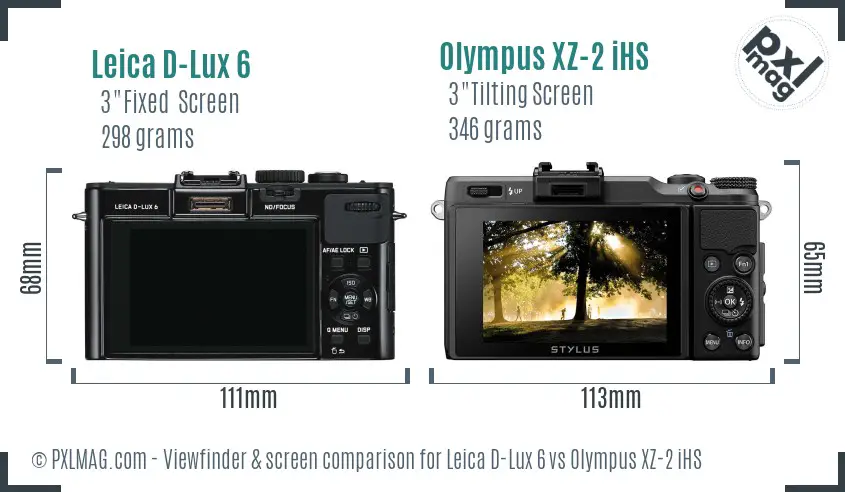 Leica D-Lux 6 vs Olympus XZ-2 iHS Screen and Viewfinder comparison