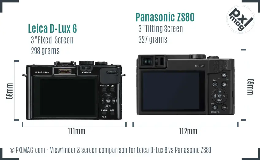 Leica D-Lux 6 vs Panasonic ZS80 Screen and Viewfinder comparison