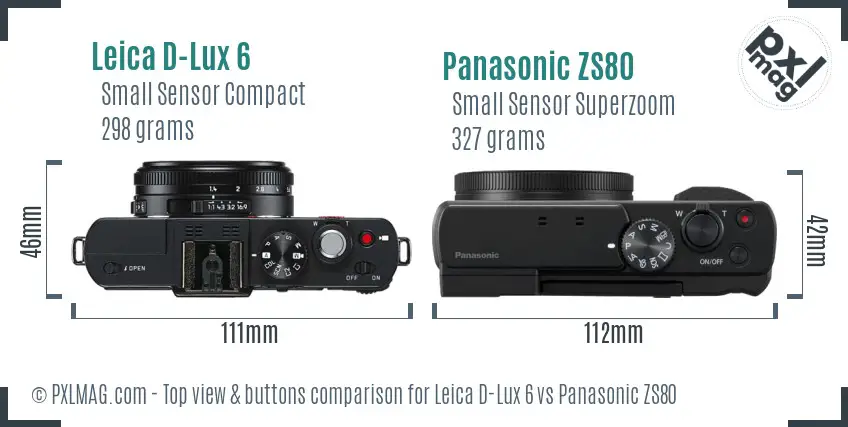 Leica D-Lux 6 vs Panasonic ZS80 top view buttons comparison