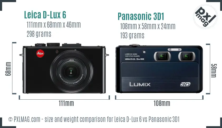 Leica D-Lux 6 vs Panasonic 3D1 size comparison Leica D-Lux 6 vs Panasonic 3D1 size comparison