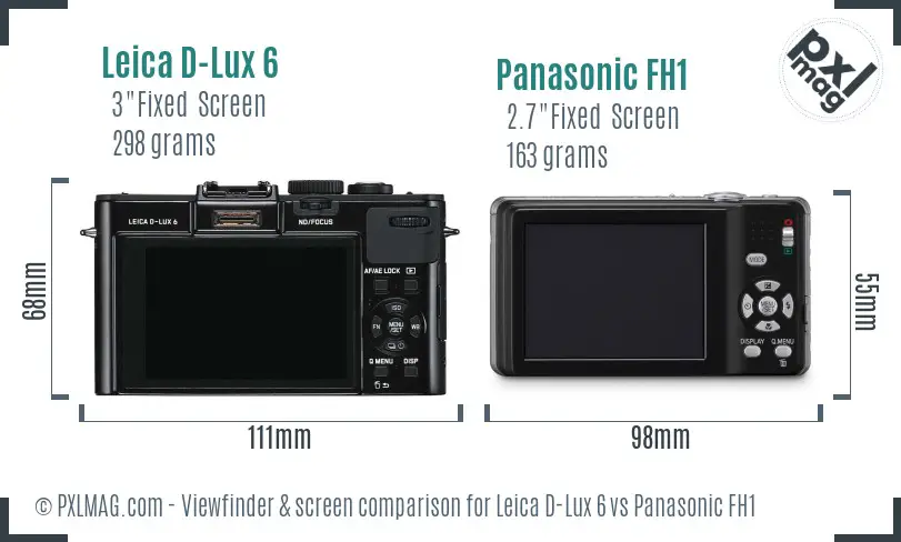 Leica D-Lux 6 vs Panasonic FH1 Screen and Viewfinder comparison Leica D-Lux 6 vs Panasonic FH1 Screen and Viewfinder comparison