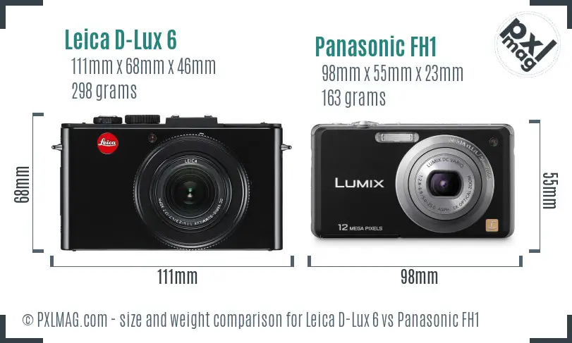 Leica D-Lux 6 vs Panasonic FH1 size comparison Leica D-Lux 6 vs Panasonic FH1 size comparison