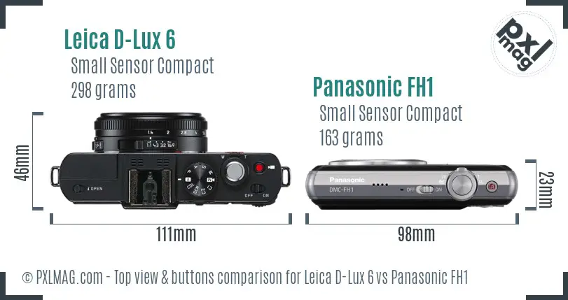 Leica D-Lux 6 vs Panasonic FH1 top view buttons comparison Leica D-Lux 6 vs Panasonic FH1 top view buttons comparison