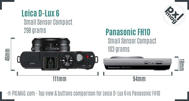 Leica D-Lux 6 vs Panasonic FH10 top view buttons comparison