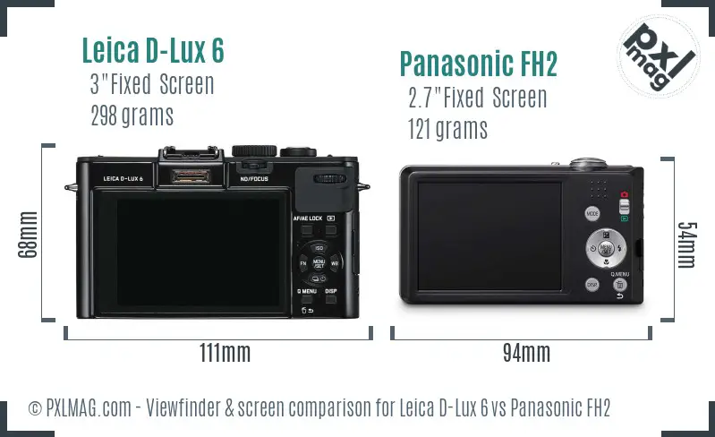 Leica D-Lux 6 vs Panasonic FH2 Screen and Viewfinder comparison