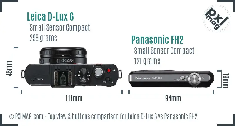 Leica D-Lux 6 vs Panasonic FH2 top view buttons comparison