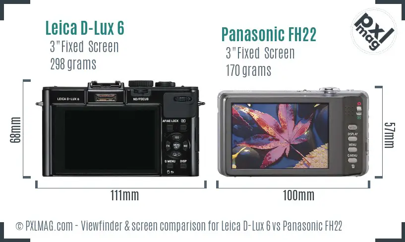 Leica D-Lux 6 vs Panasonic FH22 Screen and Viewfinder comparison Leica D-Lux 6 vs Panasonic FH22 Screen and Viewfinder comparison