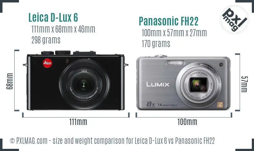 Leica D-Lux 6 vs Panasonic FH22 size comparison Leica D-Lux 6 vs Panasonic FH22 size comparison