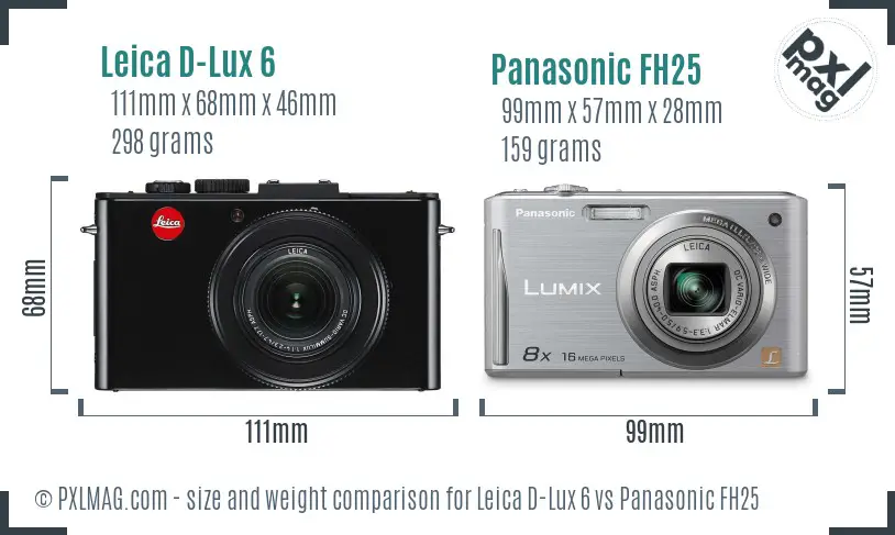 Leica D-Lux 6 vs Panasonic FH25 size comparison