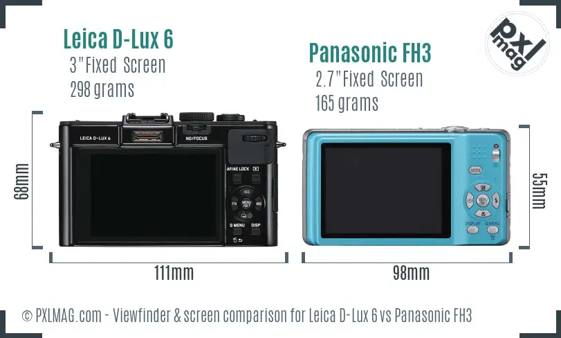 Leica D-Lux 6 vs Panasonic FH3 Screen and Viewfinder comparison Leica D-Lux 6 vs Panasonic FH3 Screen and Viewfinder comparison