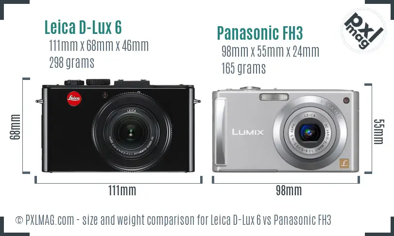 Leica D-Lux 6 vs Panasonic FH3 size comparison Leica D-Lux 6 vs Panasonic FH3 size comparison