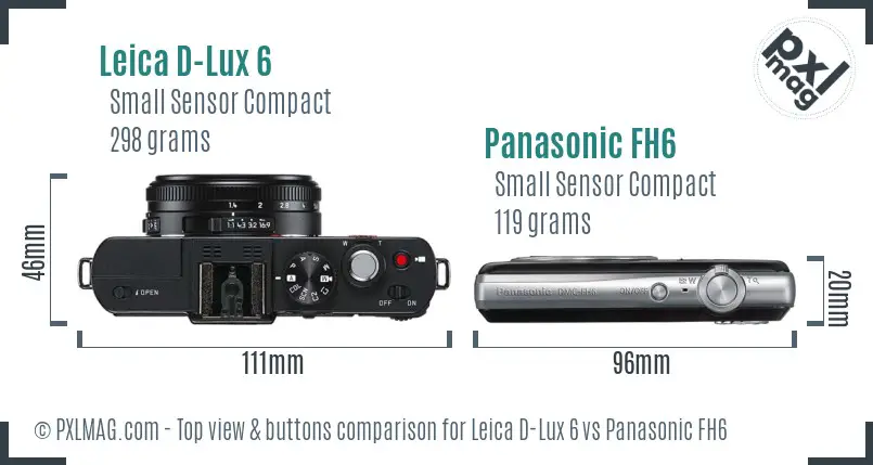 Leica D-Lux 6 vs Panasonic FH6 top view buttons comparison