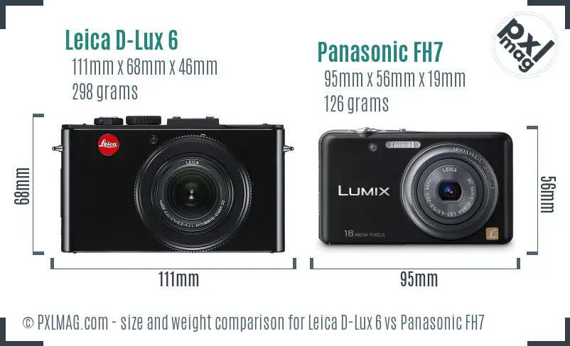 Leica D-Lux 6 vs Panasonic FH7 size comparison