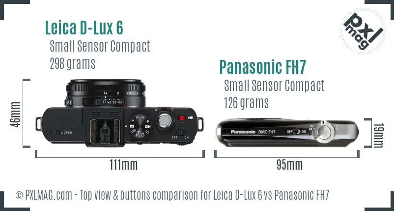 Leica D-Lux 6 vs Panasonic FH7 top view buttons comparison