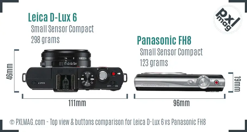 Leica D-Lux 6 vs Panasonic FH8 top view buttons comparison